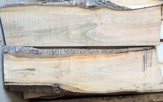 Live-edge boards with bark